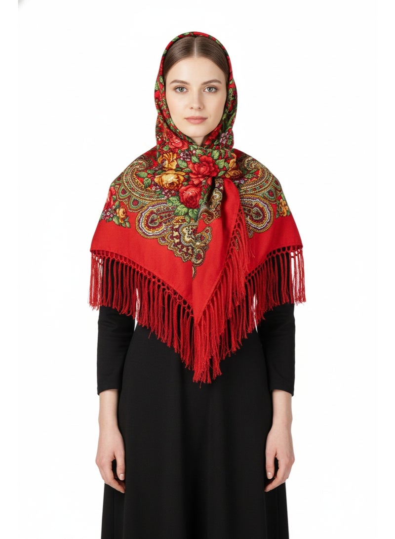 D'Daniela Zinaida Women's Eastern European Cotton Tassel Shawl - Image 1