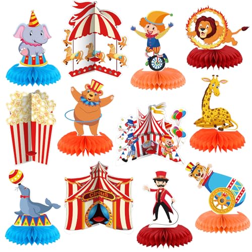 Weekgrat 12 Pcs Carnival Party Decorations Circus Theme Party Decorations Carnival Circus Honeycomb Table Centerpieces for Home Office Birthday Honeycomb Supplies Decor - Image 1