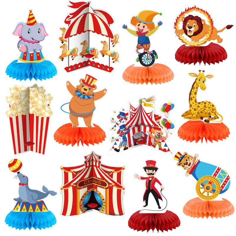 Weekgrat 12 Pcs Carnival Party Decorations Circus Theme Party Decorations Carnival Circus Honeycomb Table Centerpieces for Home Office Birthday Honeycomb Supplies Decor - Image 3
