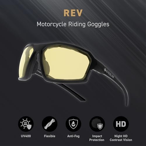 EYEGLAD REV Z87+ Powersports Motorcycle Riding Goggles High Impact Photochromic UV400 Sports Wrap Sunglasses Safety Glasses (Cyber Yellow) - Image 3