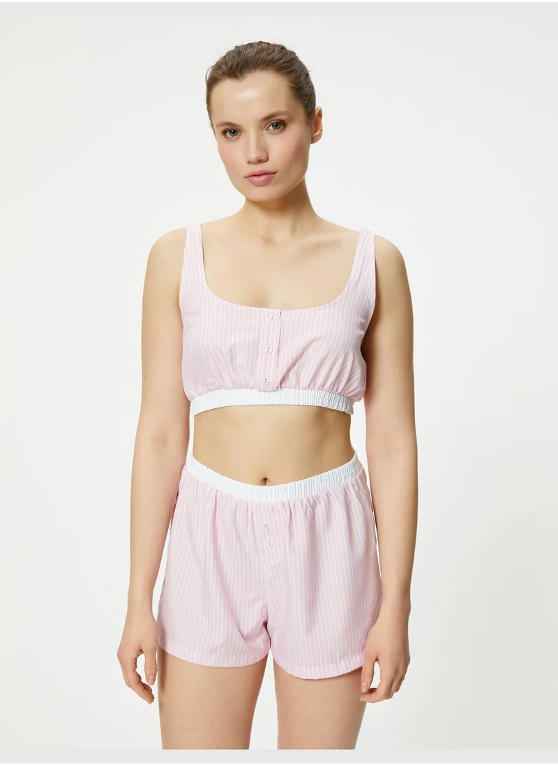 KOTON Elastic Waist Crop Pyjama Top