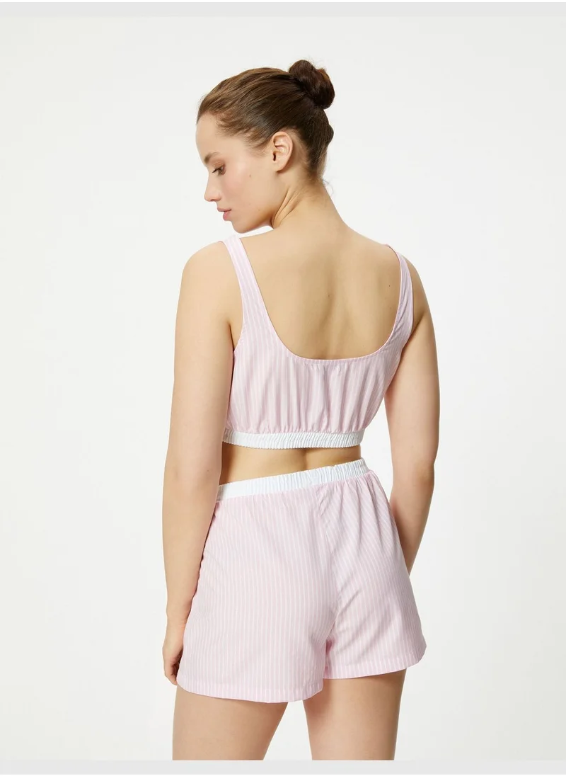 KOTON Elastic Waist Crop Pyjama Top