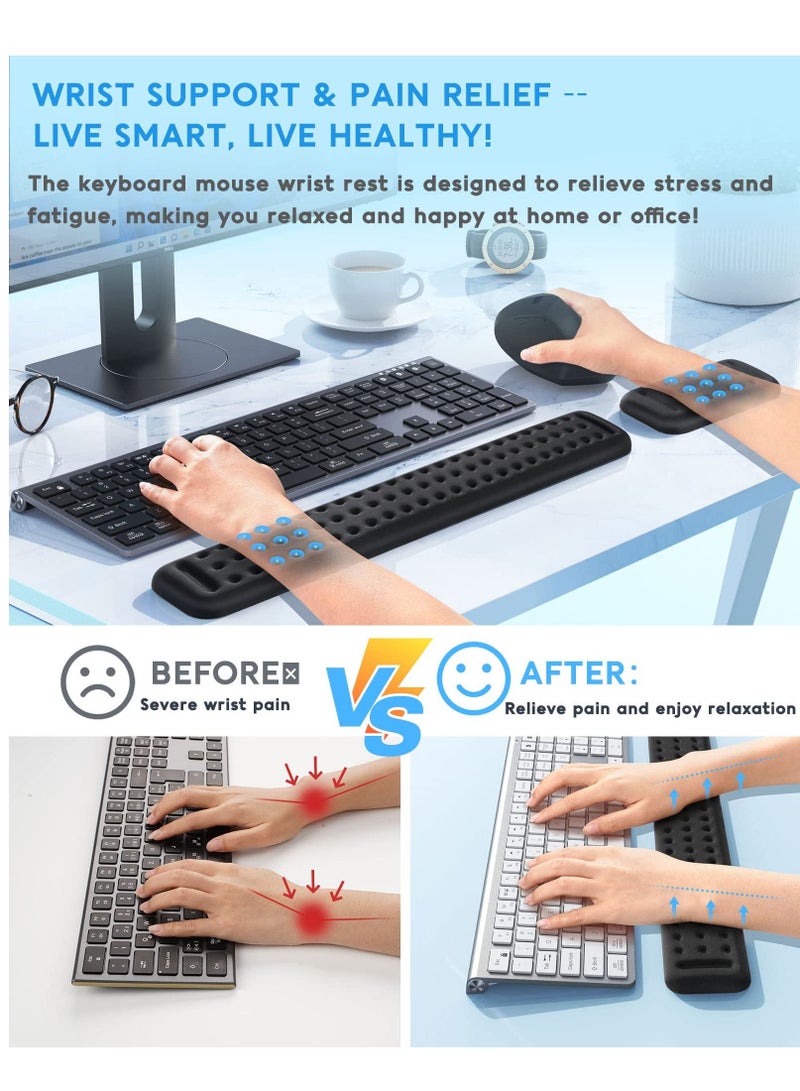 SYOSI Keyboard Wrist Rest, Wrist Rest for Keyboard and Mouse, Wrist Ergonomic Support, Made of Soft Memory Foam Gel, High Comfort Wrist Cushion for Laptop, Computer, Typing(Black)  - Image 2