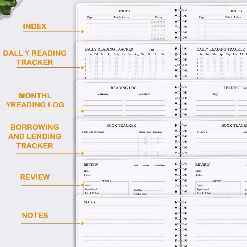 Getvow Reading Journal - Review and Track Your Reading Progress with 72 Book Reviews - Book Journal Reading Log Journal with Back Pocket, 5.8" x 8.3", Green Leaf - Image 5