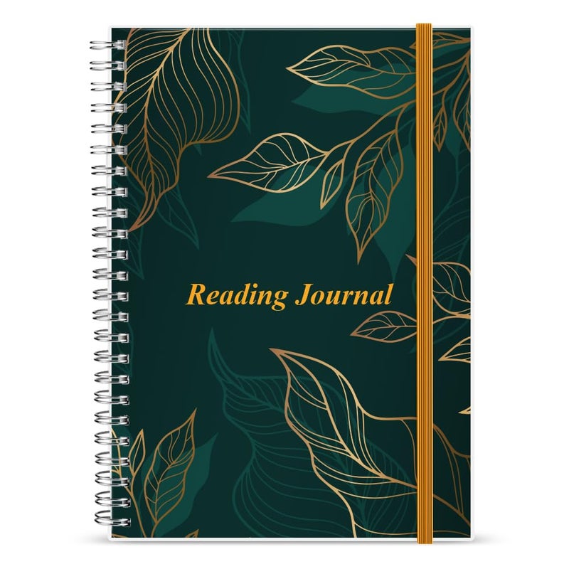 Getvow Reading Journal - Review and Track Your Reading Progress with 72 Book Reviews - Book Journal Reading Log Journal with Back Pocket, 5.8" x 8.3", Green Leaf - Image 1