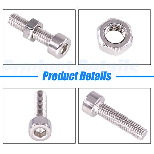 Glarks 510Pcs M3 M4 M5 304 Stainless Steel Hex Socket Head Cap Screws with Nuts Assortment Kit - Image 4