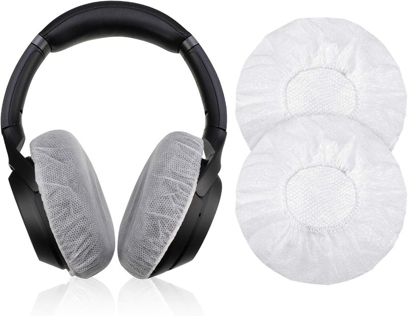 BBTO Wide daily application 100 Pieces Headphone Ear Covers Disposable Earphone Sanitary Non-Woven Stretch Earpad Covers Fit for Most on Ear Headphones(8.5 cm,White) Multi-demand compliant quality - Image 1