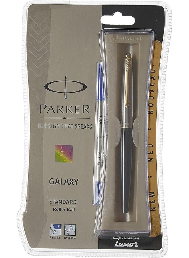 PARKER Galaxy Standard Gold Trim Roller Ball Pen Black - Image 1