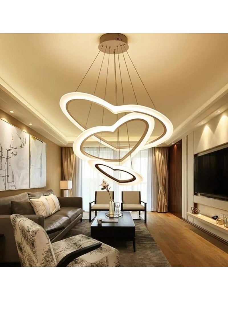 Loquat Modern LED Chandelier with Interlocking Hearts Design for Elegant Romantic Lighting40+60+80cm - Image 1