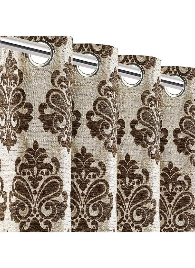SARAL HOME EASY LIVING SARAL HOME EASY LIVING Grey Chenille Room Darkening Door Grommet Abstract Opaque Curtain Set of 1 4X7 Feet  - Image 1