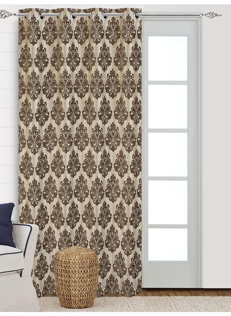SARAL HOME EASY LIVING SARAL HOME EASY LIVING Grey Chenille Room Darkening Door Grommet Abstract Opaque Curtain Set of 1 4X7 Feet  - Image 2