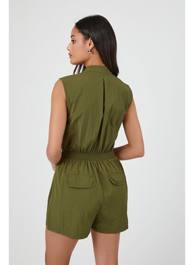 FOREVER 21 Sleeveless Zip-Up Cargo Romper jumpsuit - Image 3