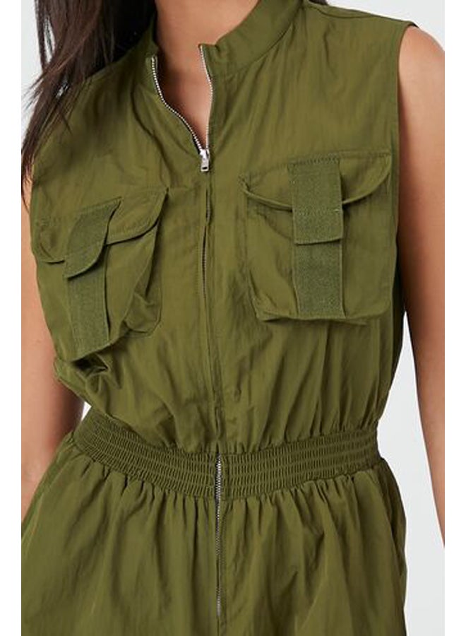FOREVER 21 Sleeveless Zip-Up Cargo Romper jumpsuit - Image 5
