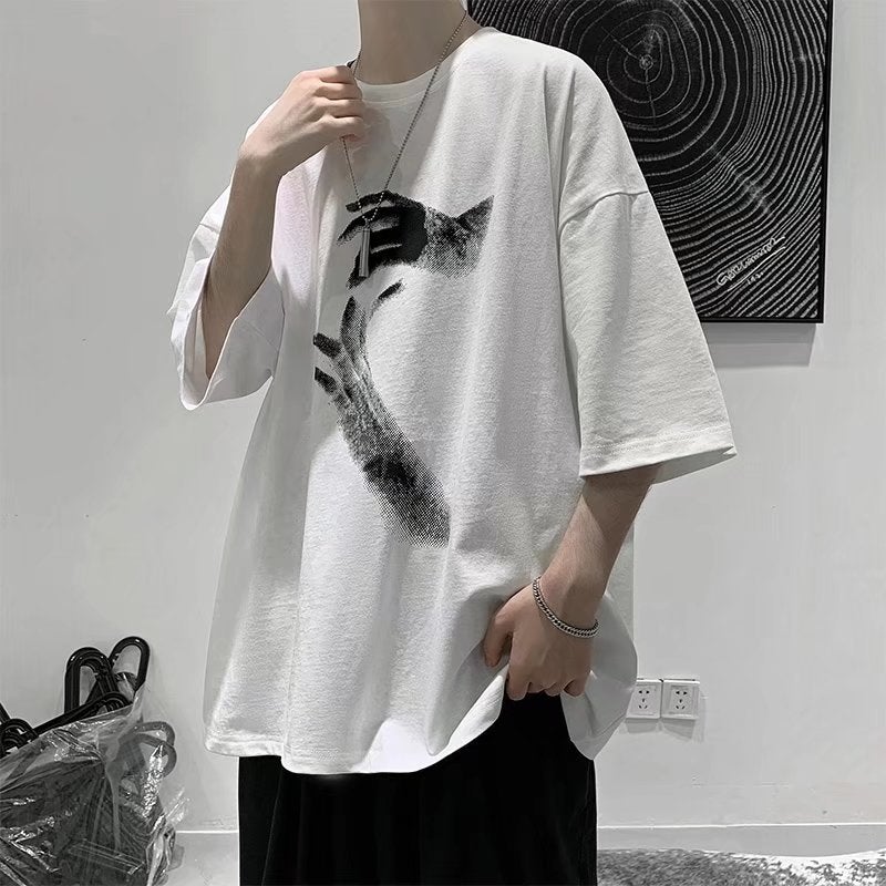 Short sleeve t-shirt mens summer new Korean style trendy loose half sleeve top Hong Kong style handsome student fashion brand T-shirt Gray  - Image 3