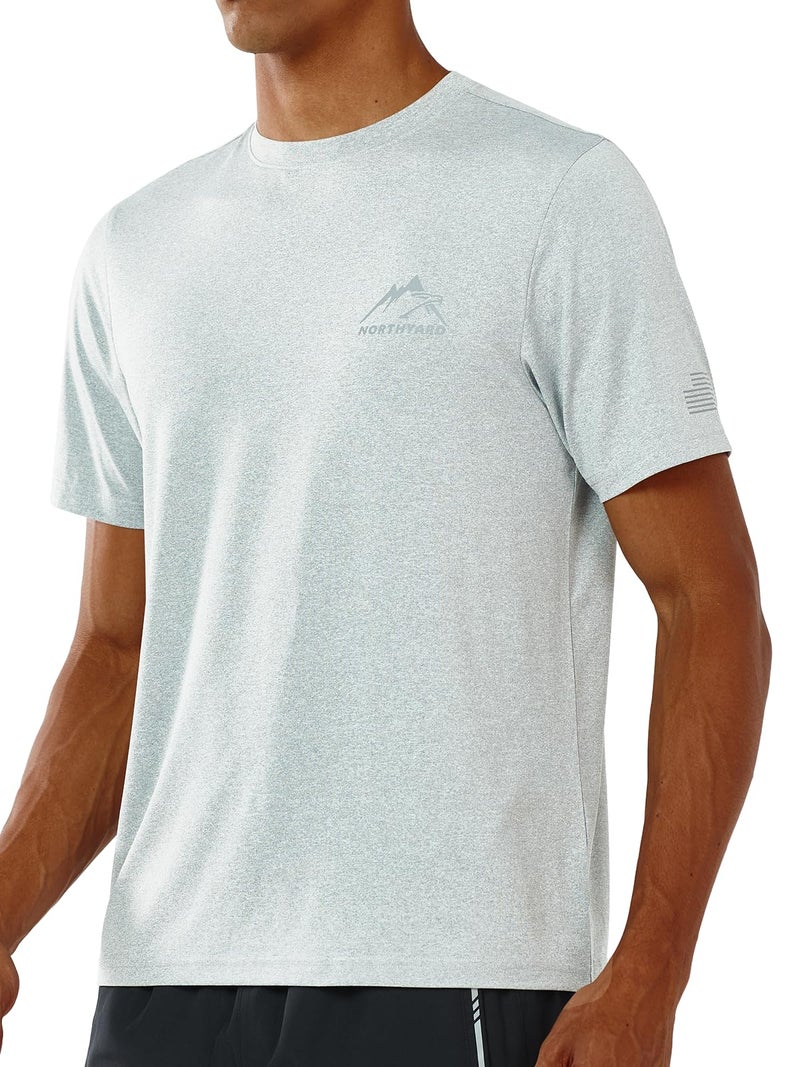 NORTHYARD Men's UPF 50+ Sun Protection Shirts Swim SPF UV Quick Dry Short Sleeve T-Shirts for Athletic Fishing Rash Guard Grey Heather 3XL - Image 1