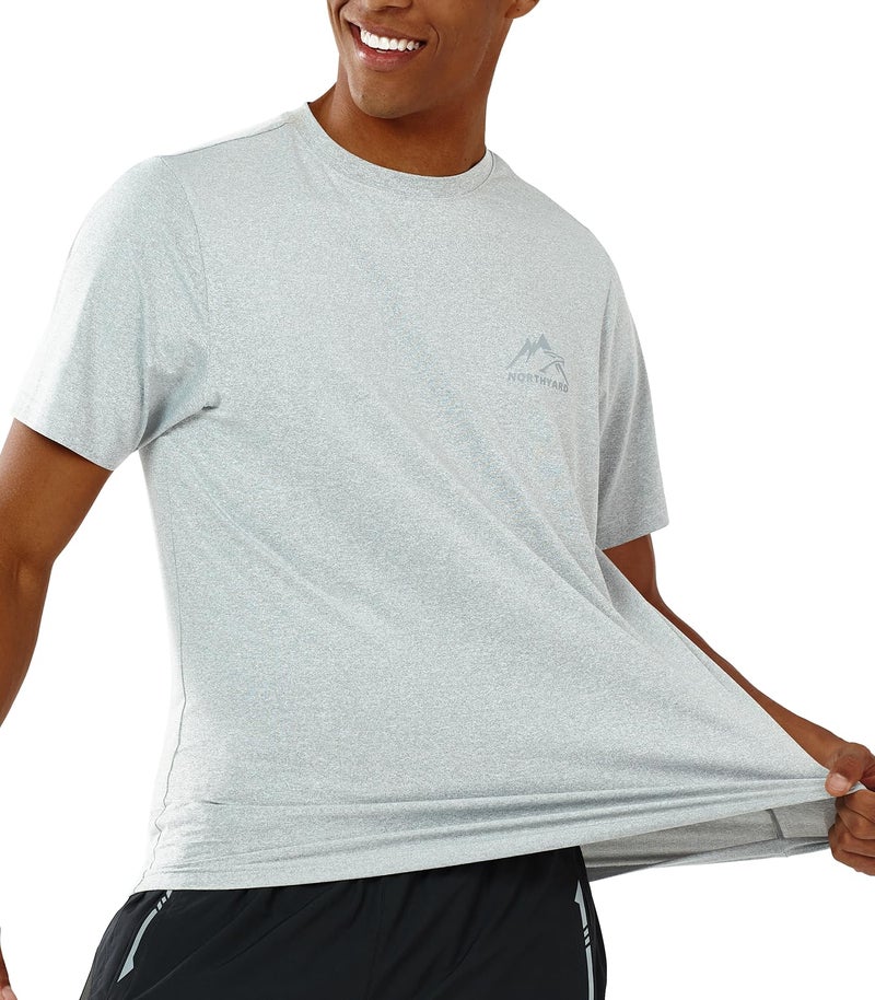NORTHYARD Men's UPF 50+ Sun Protection Shirts Swim SPF UV Quick Dry Short Sleeve T-Shirts for Athletic Fishing Rash Guard Grey Heather 3XL - Image 2