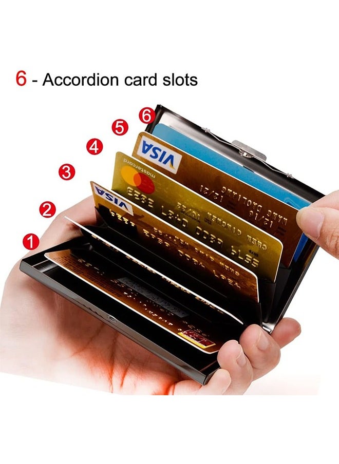 HY - Double-Sided Leather Card Box, Stainless Steel Card Holder, Credit Card Box, Credit Card Holder Slim Metal Card Wallet Business Card holders Small Card Case for Men Women - Image 1