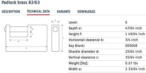 ABUS 82/63 Monoblock Brass Padlock Keyed Different - Image 2