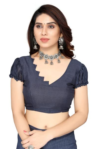 YASHIKA ساري جورجيت مطبوع للنساء من ياشيكا مع قطعة بلوزة (حجم حر نصف إنك) - Image 5