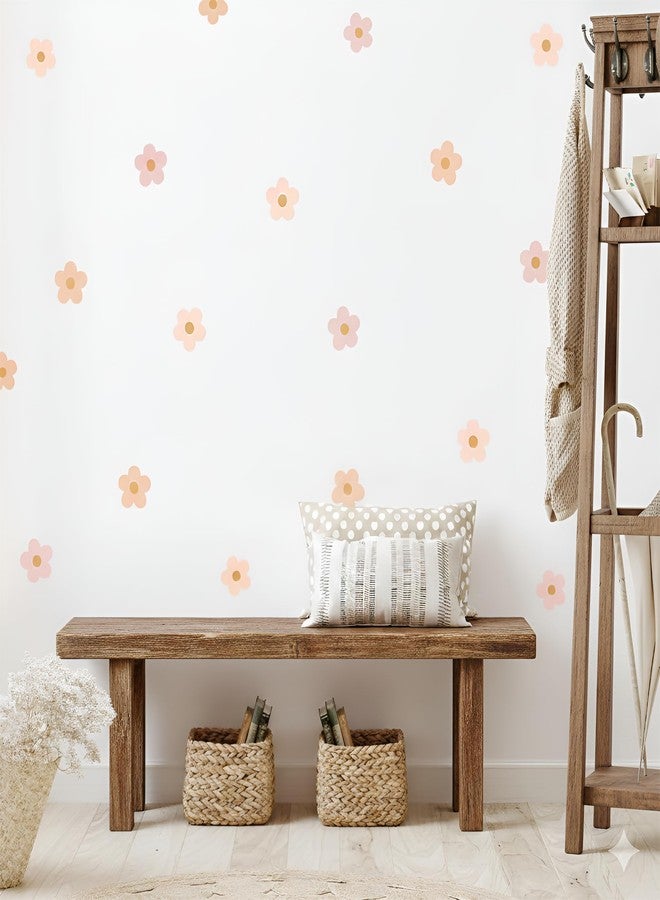 Finduat Boho Blush Pink Daisy Flowers Decals Stickers for Kids Transform Your Toddlers Bedroom with Durable, Easy to Apply Removable Wall Stickers Vibrant Peel-and-Stick Wall Decor - Image 3