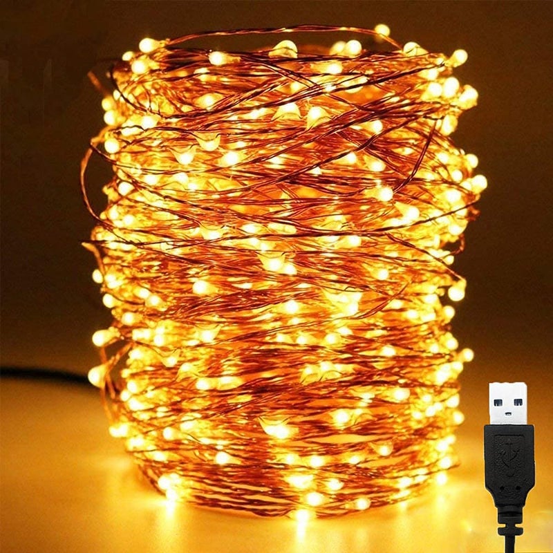 AVIROM 10 M100 LEDs Fairy String Light 2 Copper Wires Durable Quality Waterproof DIY Diwali Lights for Home Decoration USB Powered - Image 1