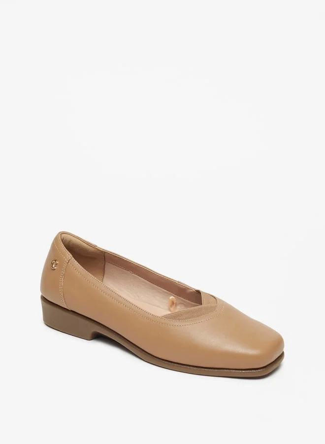 Le Confort Women's Solid Slip-On Ballerina Shoes with Block Heels