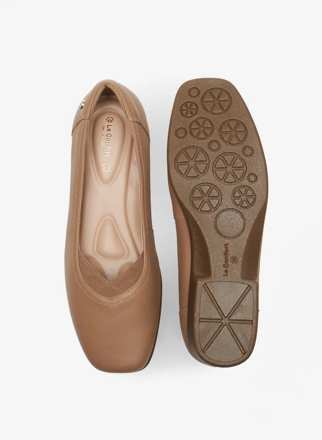 Le Confort Women's Solid Slip-On Ballerina Shoes with Block Heels