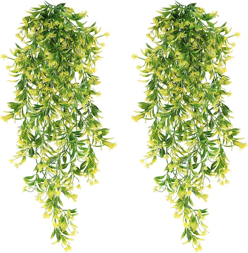 Dekorly Artificial Vines Fake Greenery Garland Willow Leaves Faux Hanging Plants Trailing Weeping Ivy Drooping Hanging Vines Faux Plants Realistic (Design, 65CM) - Image 1