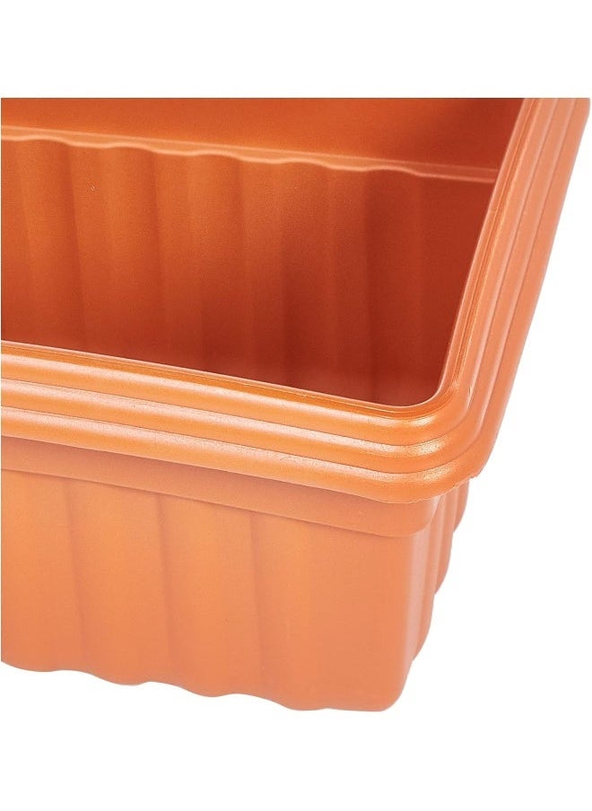 Cosmoplast Small Exotica Planters With Tray-L49 x w 21 h 16 cm (Terracotta) Terracotta  - Image 4