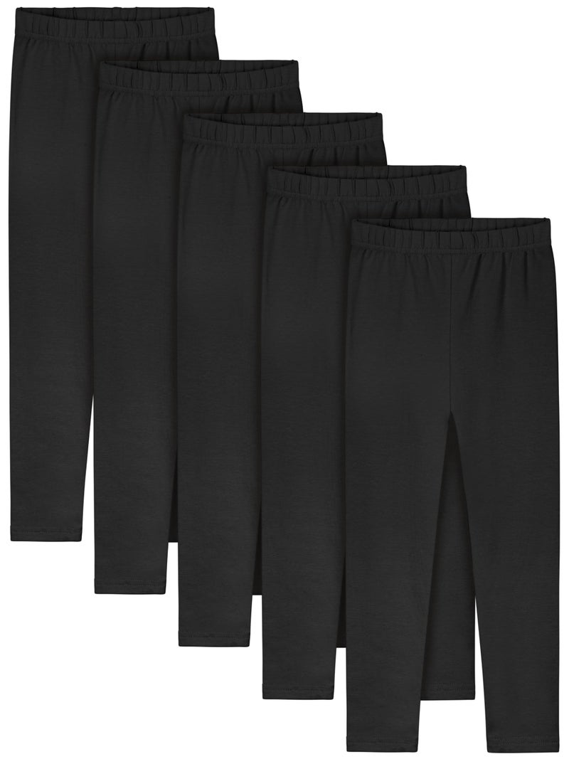 Resinta 5 Packs Toddler and Baby Girls Leggings Pants Full Length Cotton Basic Leggings Stretchy Soft Leggings Tights Pants Black - Image 1