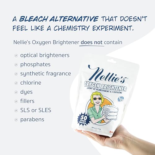 Nellie's Nellie’s Oxygen Brightener –Powder Stain Remover for Laundry – Brightens Whites, Protects Colors – Bleach-Free, Septic-Safe (50 Scoops) - Made in Canada - Image 5