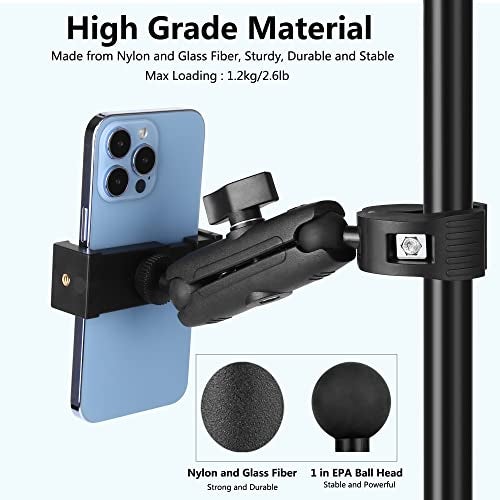Peastrex Music Boom Microphone Mic Stand Phone Holder Mount with Long Arm and Super Clamp 360° Rotation for Phone 14 13 12 11 MAX Pro Samsung Galaxy S22 S21 Google Pixel, 3.5 to 7" Smartphone - Image 2