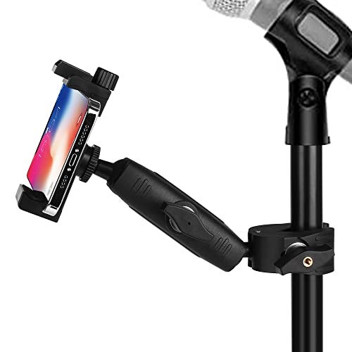 Peastrex Music Boom Microphone Mic Stand Phone Holder Mount with Long Arm and Super Clamp 360° Rotation for Phone 14 13 12 11 MAX Pro Samsung Galaxy S22 S21 Google Pixel, 3.5 to 7" Smartphone - Image 1