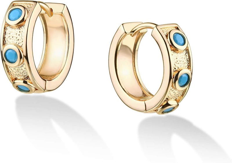 VACRONA Cubic Zirconia Huggie Earrings 14k Gold Plated Tiny Earrings Small Huggie Hoop Earrings Simple Lightweight Hoops Gift for Women - Image 1