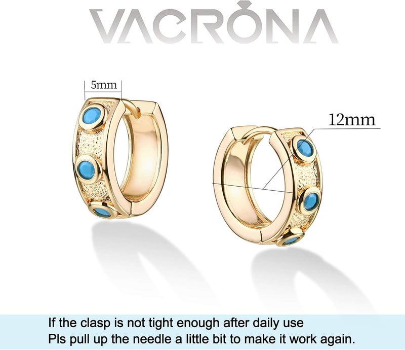 VACRONA Cubic Zirconia Huggie Earrings 14k Gold Plated Tiny Earrings Small Huggie Hoop Earrings Simple Lightweight Hoops Gift for Women - Image 5