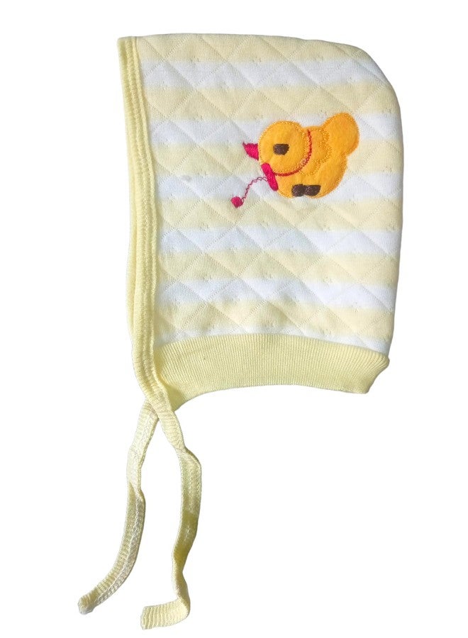 JUSTLIST Woolen Baby Boys & Girls Soft Cotton Caps - Double Layer Ear Flap Baby Hats Combo in Warm Cult Fabric (Yellow, Pink, Green) for Newborns & Infants (0-3 Months). - Image 4