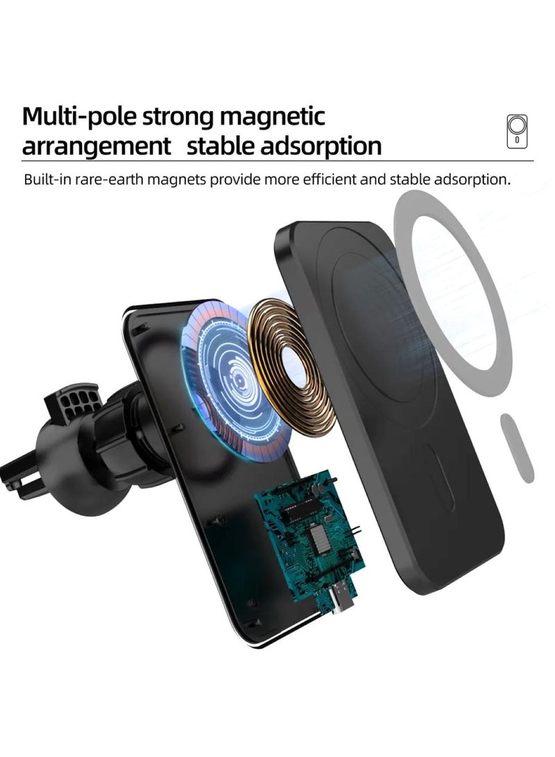 Huitich 15W Magnetic Wireless Mobile Charger Air Vent Car Holder - Image 2