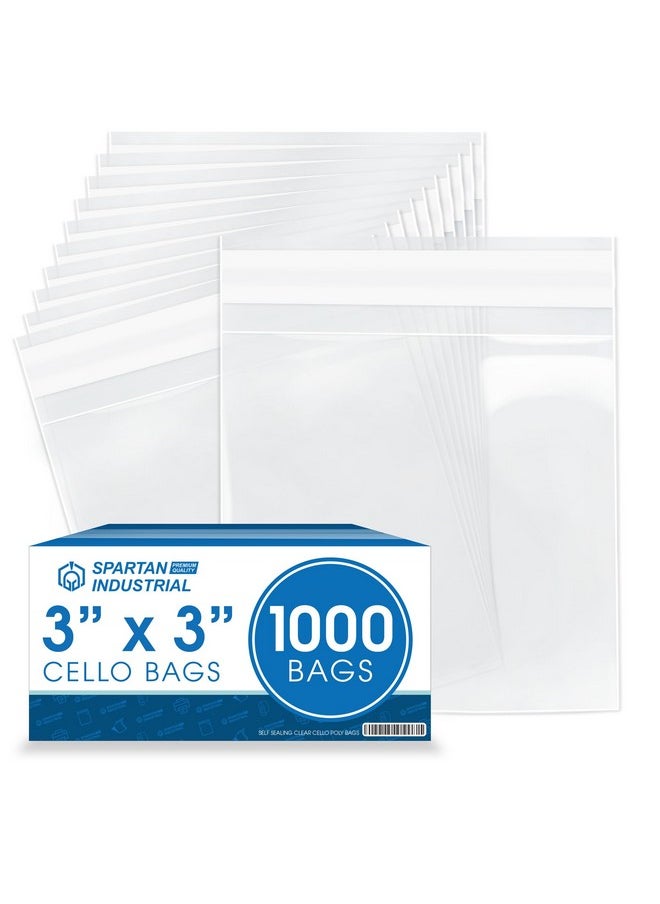 Spartan Industrial Spartan Industrial - 3" X 3" (1000 Count) Crystal Clear Resealable Cello Poly Bags for Jewelry, Treats, Party Favors - Self Seal  - Image 1