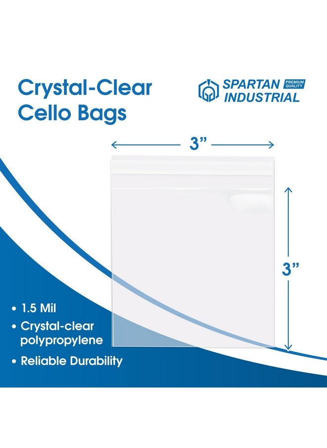 Spartan Industrial Spartan Industrial - 3" X 3" (1000 Count) Crystal Clear Resealable Cello Poly Bags for Jewelry, Treats, Party Favors - Self Seal  - Image 2