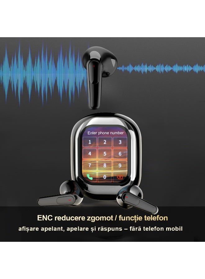 LUCKIER Real-time translation earbuds with flip-open full-colour smart touchscreen. Supports 144 major languages. Translation functionality is permanently free. Features multiple translation modes. Compatible with iPhone and Android devices. Specialised translation device for travel, business and study. Black. - Image 3