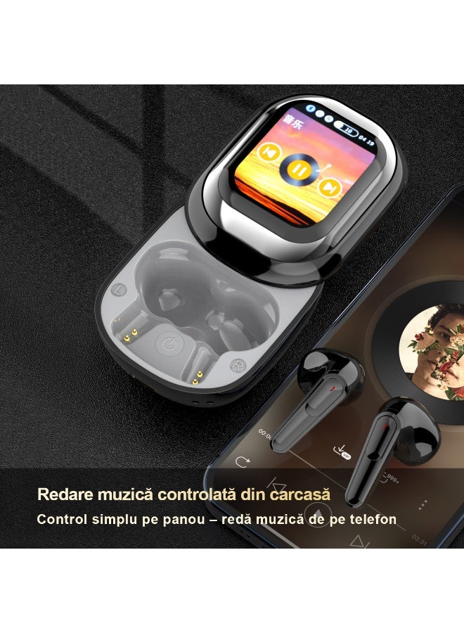 LUCKIER Real-time translation earbuds with flip-open full-colour smart touchscreen. Supports 144 major languages. Translation functionality is permanently free. Features multiple translation modes. Compatible with iPhone and Android devices. Specialised translation device for travel, business and study. Black. - Image 4