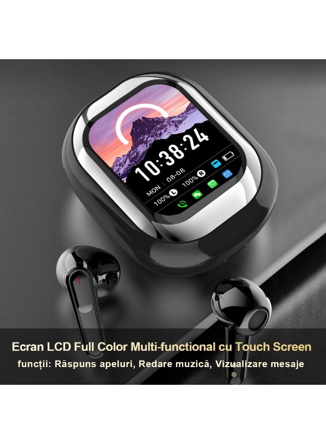 LUCKIER Real-time translation earbuds with flip-open full-colour smart touchscreen. Supports 144 major languages. Translation functionality is permanently free. Features multiple translation modes. Compatible with iPhone and Android devices. Specialised translation device for travel, business and study. Black. - Image 5