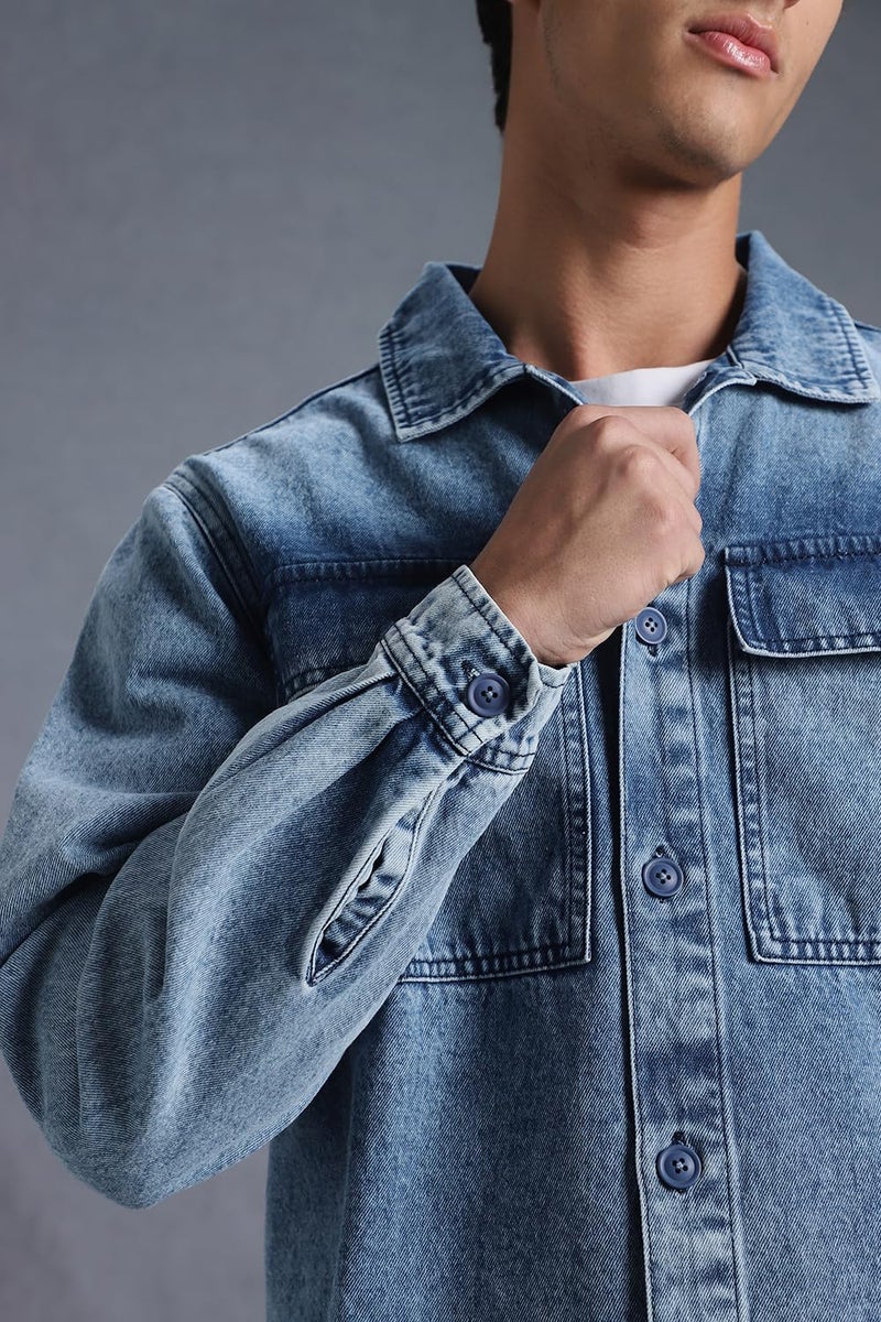 INKD Men's Full Sleeve Shacket (Jacket) - 100% Cotton | Regular Fit | Shirts for Men | Jacket for Men - Image 2