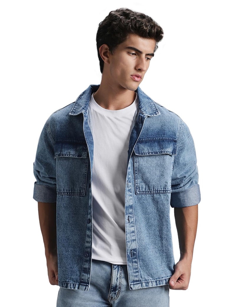 INKD Men's Full Sleeve Shacket (Jacket) - 100% Cotton | Regular Fit | Shirts for Men | Jacket for Men - Image 1