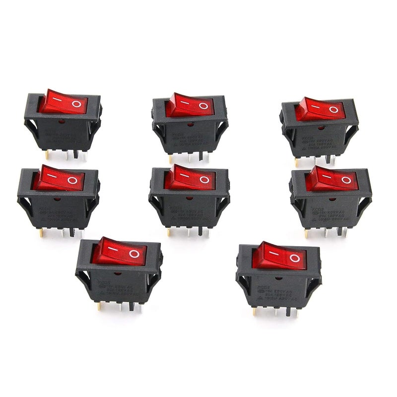 RuoFeng Red Light Boat Rocker Switch 3 Pin 2 Position Illuminated Toggle Switch for Car Boat Popcorn Machine Bench Grinder Breadboard Switch SPST AC 15A/250V 20A/125V (10Pcs) - Image 3