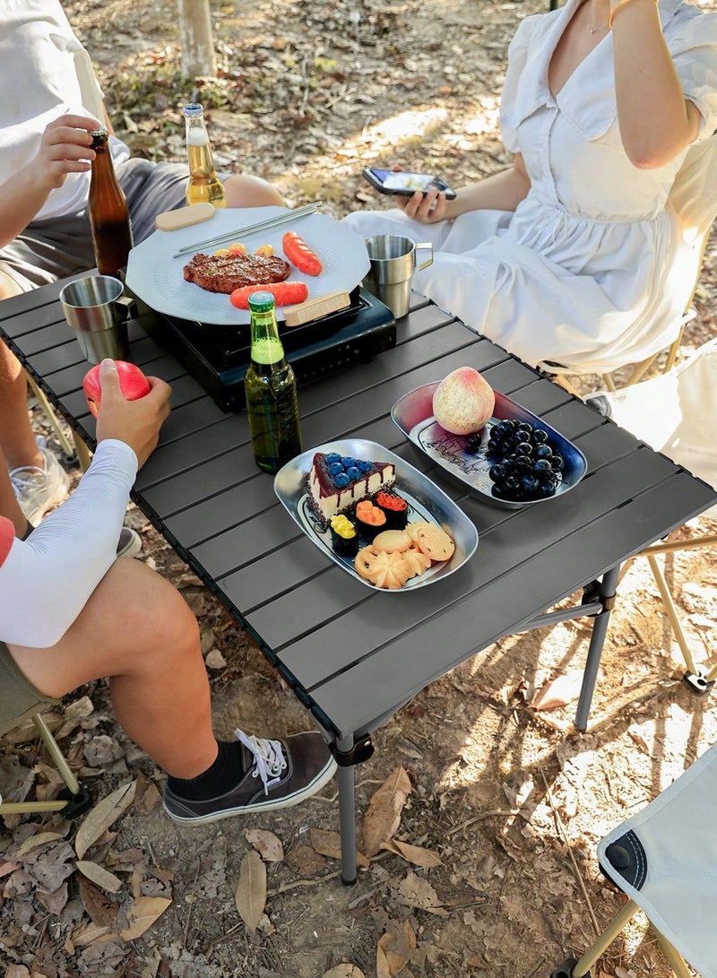 تايمي طاولة قابلة للطي من الألومنيوم مع حقيبة حمل للأستخدام الداخلي والخارجي، طاولة محمولة للحديقة والفناء والشاطئ والتخييم والكشتات والرحلات البرية، لون أسود - 50x55x95 سم - Image 3