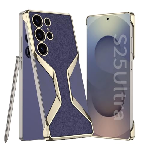 Midkart Protective Case Compatible with Samsung Galaxy S25 Ultra Glossy with Electroplating Hard PC Slim Cut Design with Independent Camera Protection Cover, Plain Black Gold - Image 1
