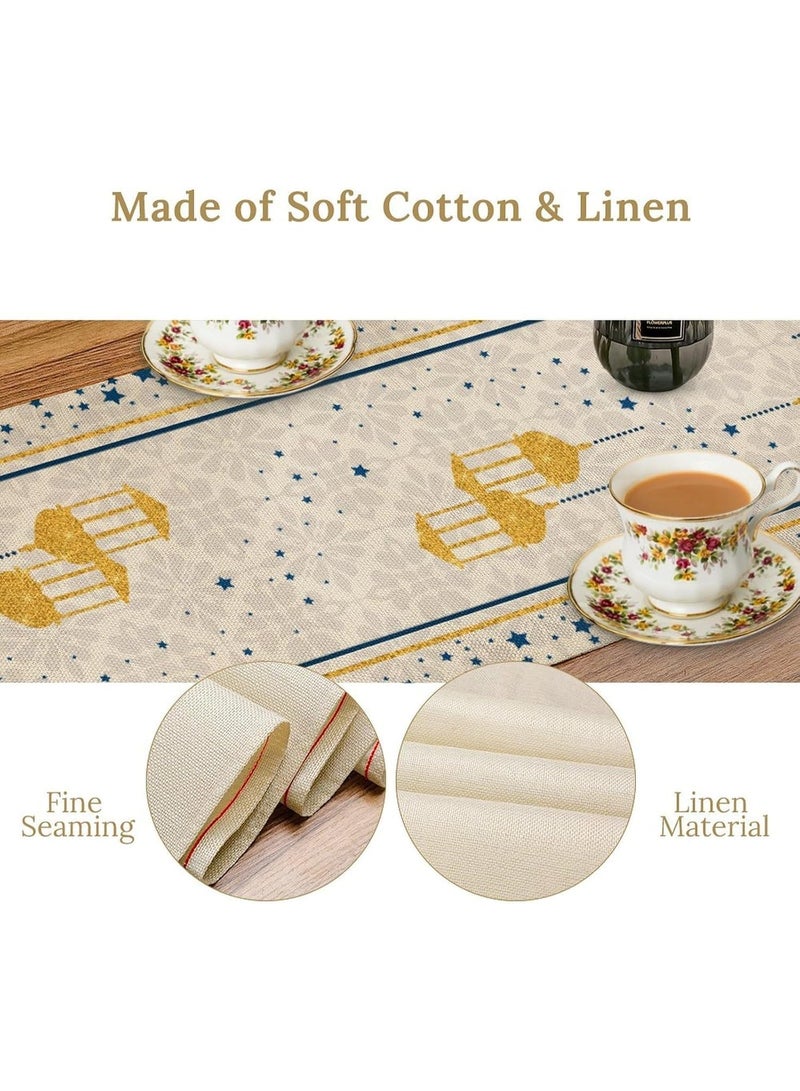 Y&D Eid Mubarak Table Flag Table Runner Ramadan Kareem Table Decorations Star Moon Lantern Ramadan Decor Sets For  Dining Supply 13x72 Inch - Image 5