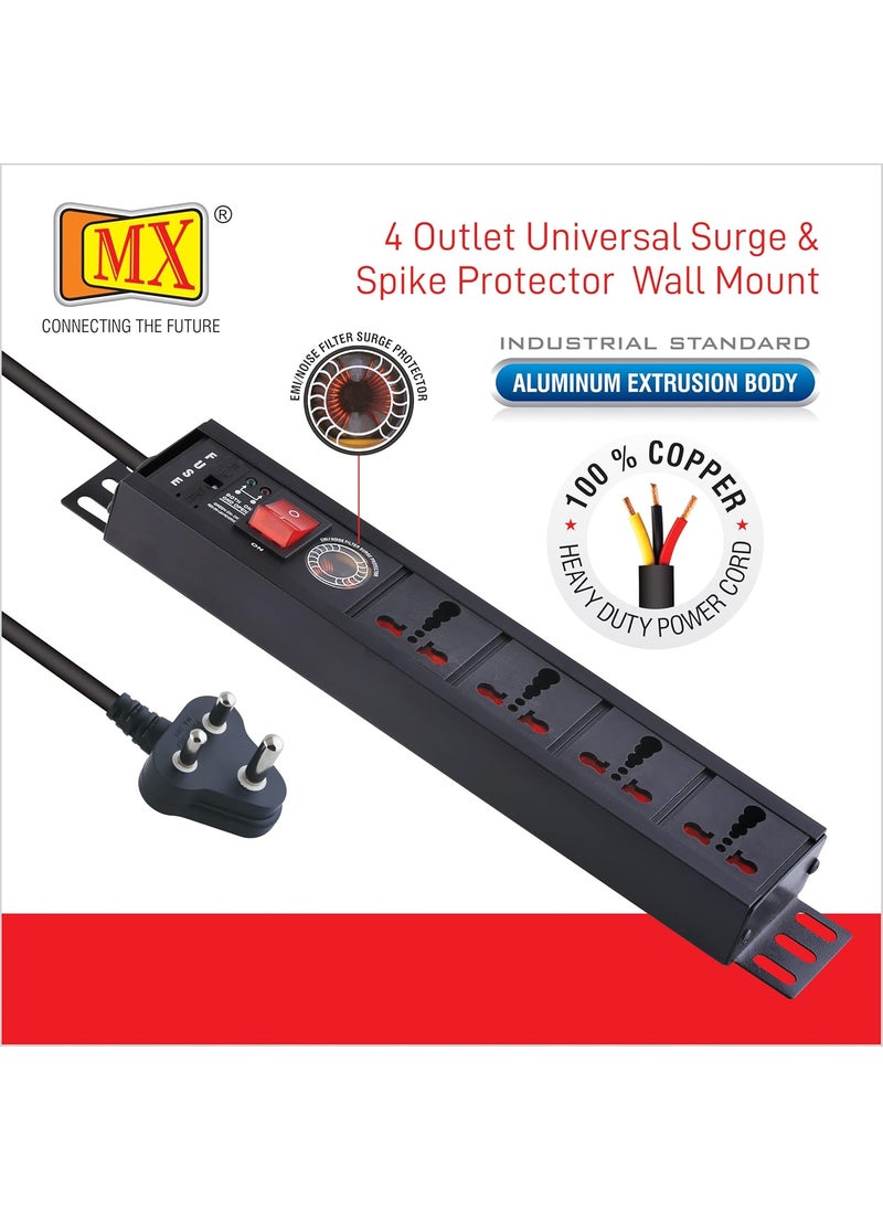 MX MX Extension Board 4 Outlet 3000W 15 AMP Socket with Heavy Duty 075 Sqmm ISI Marked Power Cord 3 Mtr with Spike Guard Surge ProtectorChild Safety Shutter Alumminium Extrusion Body  - Image 5