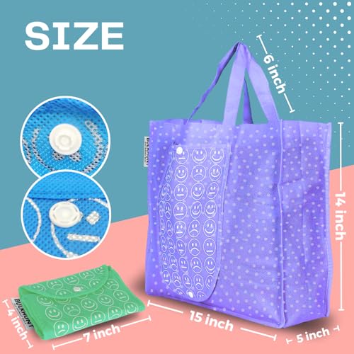 Bulkhunt Foldable Reusable Shopping Bag for Grocery Travel Compact Cloth Tote Carry Vegetable Shopper Printed Folding Return Gift for Women (24) - Image 4